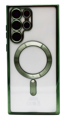 Husa Luxury tip MagSafe compatibila cu Samsung Galaxy S23, Verde inchis foto