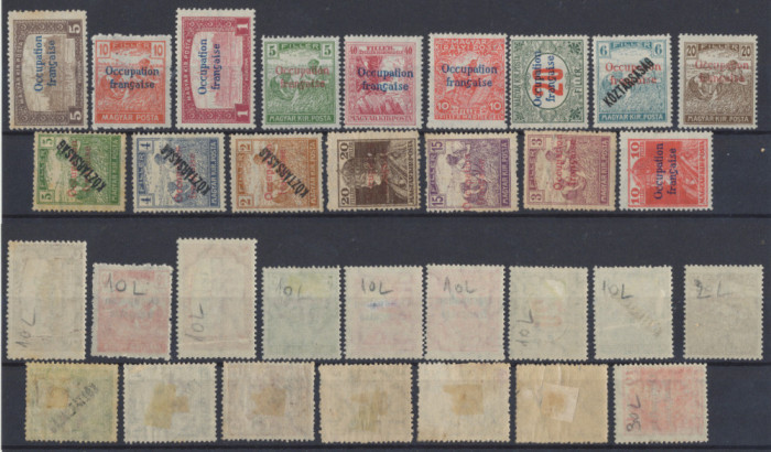 1919 ocupatia franceza in Arad lot 16 timbre mixaj de originale si falsuri vechi