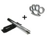 Set baston telescopic din otel, argintiu, 64 cm si box argintiu 1 cm grosime