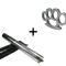 Set baston telescopic din otel, argintiu, 64 cm si box argintiu 1 cm grosime