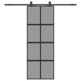 Cumpara ieftin Usa glisanta cu set feronerie neagra 76x205cm sticla securizata
