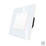 Cumpara ieftin Intrerupator dublu cap scara mecanic Luxion, alb, cu rama din sticla