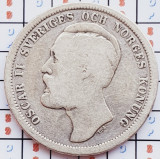 1062 Suedia 1 krona 1887 Oscar II (&quot;OCH&quot; in title) tiraj 57,988 km 747 argint, Europa