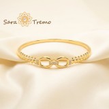 Cumpara ieftin Bratara Legatura Regala , Bratara fixa placata cu aur 14K cu zirconia