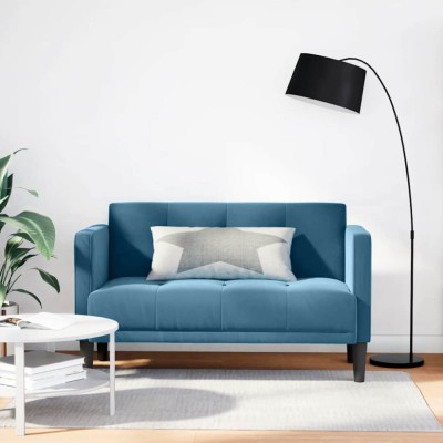 vidaXL Canapea loveseat, albastru, 111 cm, catifea 4100569 foto