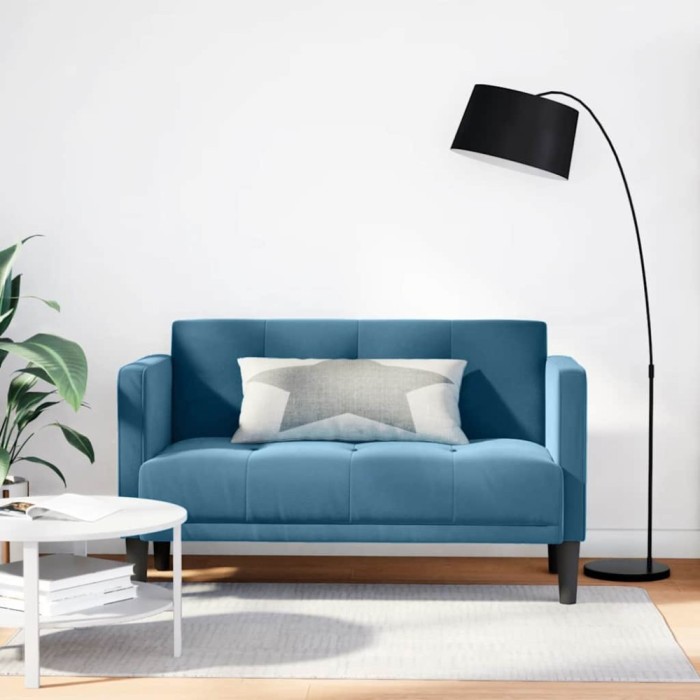 vidaXL Canapea loveseat, albastru, 111 cm, catifea 4100569