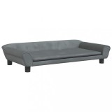 Cumpara ieftin Pat de caini, gri inchis, 100x50x21 cm, catifea