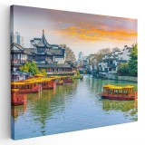 Tablou cartierul Fuzimiao in Nanjing China Tablou canvas pe panza CU RAMA 80x120 cm