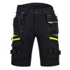 Pantaloni Scurti de Lucru Portwest DX444 Holster Negri, Stretch, Buzunare Multiple, Talie Elastica, Poliester/Elastan