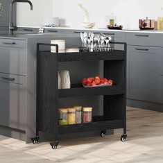 vidaXL Troler de Bucătărie Stejar negru 70 x 30 x 82 cm Lemn compozit