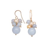 Cumpara ieftin Cercei Argint 925 placat aur roz, Armonia cu Acvamarin si Perle de cultura, Made in Italy, 3.5cm