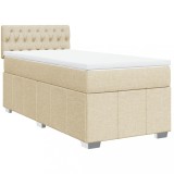 Cumpara ieftin Pat box spring cu saltea, crem, 80x200 cm, textil
