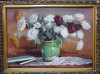 Vas cu flori, Semnat D.V., Ulei/Carton, 50x70cm, Album Arta