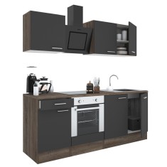 Mobilă de bucătărie Yorki 210, corp din stejar Yorki, față antracit satinat cu element inferior al cuptorului