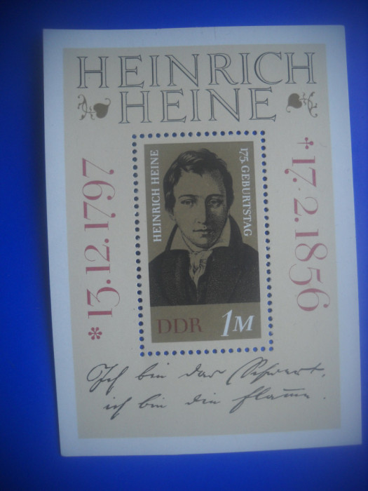 HOPCT TIMBRE MNH 217 HEINRICH HEINE 175 ANI NASTERE 1972- 1 VAL GERMANIA