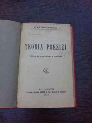 TEORIA POEZIEI - MIHAIL DRAGOMIRESCU foto