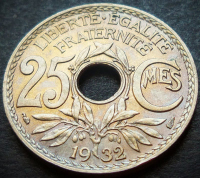 Moneda istorica 25 CENTIMES - FRANTA, anul 1932 * cod 3288 = A.UNC foto