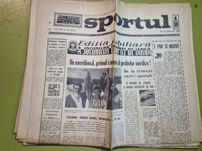 ziarul sportul 8 februarie 1968 - editia jubiliara a jocurilor olimpice de iarna grenoble foto