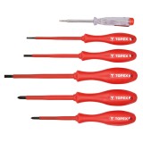 Set surubelnite izolate 1000V Topex, 6 piese, cu tester electric