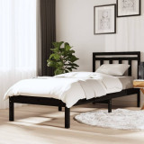 vidaXL Cadru de pat Single, negru, 90x190 cm, lemn masiv