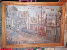 TABLOU VECHI PICTURA ULEI PE CARTON NESEMNAT APROX 72 X 52 CM