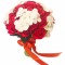 Buchet de Flori Eventissimi - 29 Trandafiri si 4 hortensii, Rosu Alb