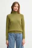 United Colors of Benetton pulover din amestec de l&acirc;nă culoarea verde, light, cu guler, 1035D2551