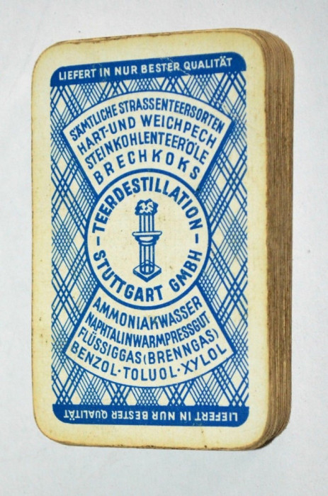 Pachet vechi de 32 de cărți de joc cu Reclama germană Teerdestillation GmbH
