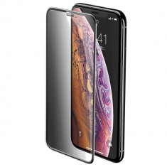 Folie iPhone 11 Pro Max / iPhone XS Max, Sticla Securizata 3D, Full Screen, Anti-Spy, Protectie Praf Difuzor, Baseus, Negru foto