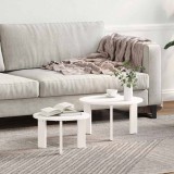 Set de măsuțe de cafea 2 pcs Alb 47.5 x 47.5 x 27 cm