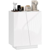 HOMCOM Dulap Multifuncțional cu 3 Nivele, Design Modern din PA Alb, Poliță Reglabilă, Bază &Icirc;nălțată, 70x40x88 cm | Aosom Romania