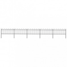 vidaXL Gard de grădină cu vârf curbat, negru, 8,5 x 0,8 m, oțel