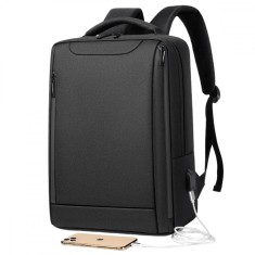 Rucsac pentru laptop, Versatyx, Smart Casual, Cu Port USB, Rezistent la Apa si Zgarieturi, Cu suport pentru troler, Buzunar cu fermoar, Maner fix, Bar
