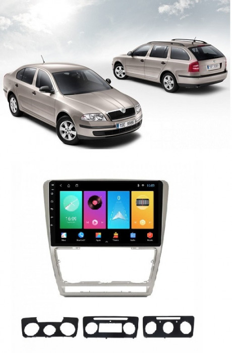Navigatie Skoda Octavia 2( 2005 - 2012 ) Display HD 10 Touchscreen Android Wi - Fi Bluetooth Rama adaptoare