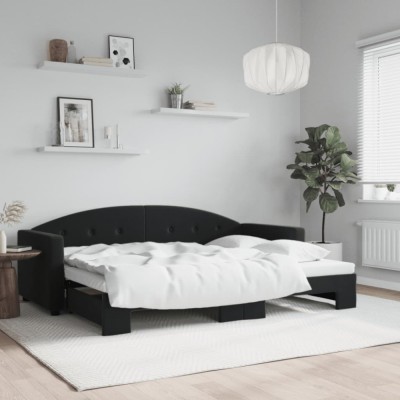 vidaXL Pat de zi cu extensie, negru, 80x200 cm, catifea 3197298 foto
