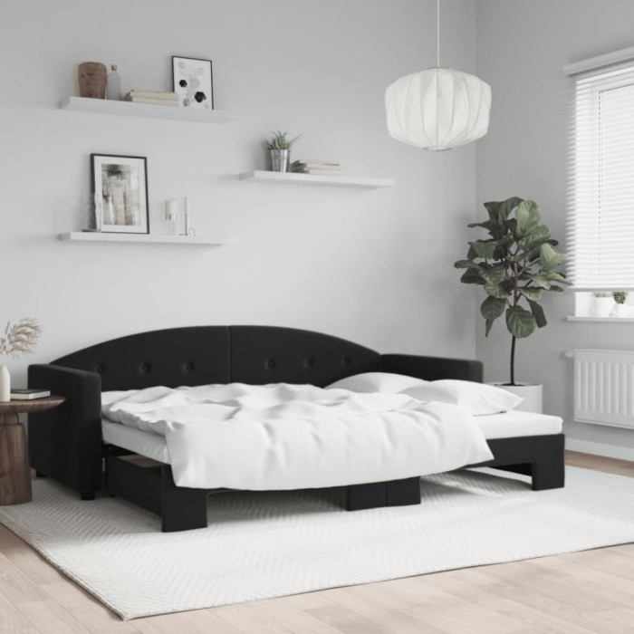 vidaXL Pat de zi cu extensie, negru, 80x200 cm, catifea 3197298