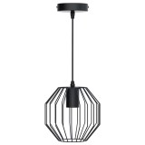 Cumpara ieftin Lustra cu Pendul Lara, Stil Vintage Retro, Inaltime Ajustabila, E27, 110 cm, Negru Mat