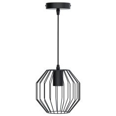 Lustra cu Pendul Lara, Stil Vintage Retro, Inaltime Ajustabila, E27, 110 cm, Negru Mat