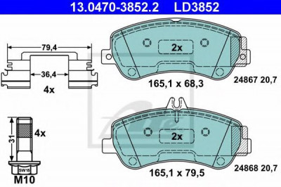 Set placute frana,frana disc MERCEDES GLK-CLASS (X204) (2008 - 2016) ATE 13.0470-3852.2 foto