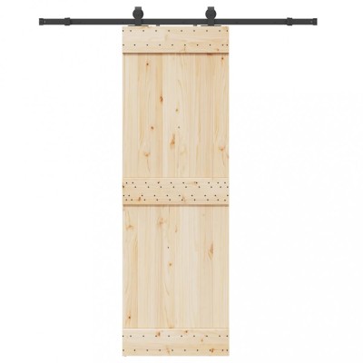 vidaXL Set feronerie pentru ușă glisantă, negru, 183 cm, oțel foto