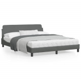 VidaXL Cadru de pat cu tăblie, gri &icirc;nchis, 160x200 cm, textil