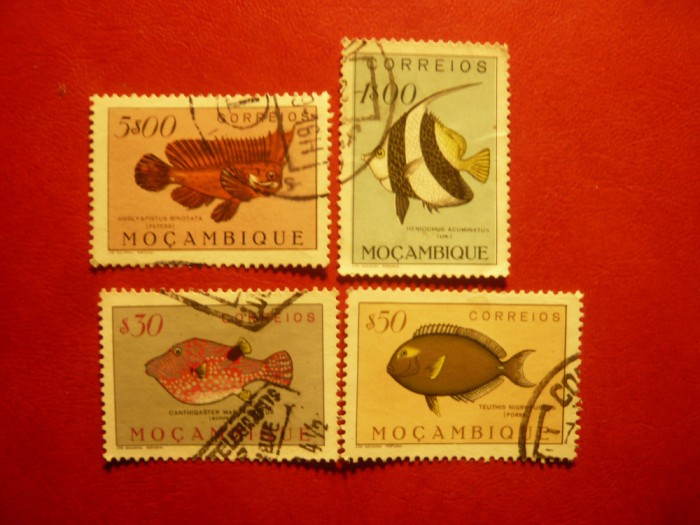 4 Timbre Mozambic colonie portugheza 1951 - Pesti , stampilate