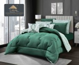 Cumpara ieftin Lenjerie pat cu pilota inclusa din catifea si blanita artificiala de iepure cu doua fete,cearceaf cu elastic,verde+alb - A1203