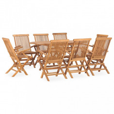 vidaXL Set mobilier de exterior pliabil, 9 piese, lemn masiv de tec