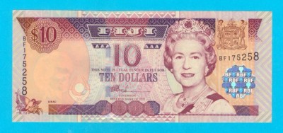 Bancnotă Fiji (pick 106) 10 Dollars 2002 UNC serie: BF175258 foto