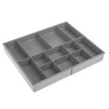 Organizator pentru sertar extensibil cu 12 + 2 compartimente, Neirini, Gri, 31 x 26 x 4 cm