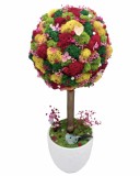 Aranjament floral tip Copacel Pomisor cu licheni naturali stabilizati si plante naturale criogenate si uscate, Eventissimi, Verde, 55 cm, vaza ceramic