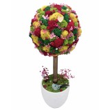 Aranjament floral tip Copacel Pomisor cu licheni naturali stabilizati si plante naturale criogenate si uscate, Eventissimi, Verde, 55 cm, vaza ceramic