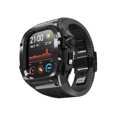 Husa pentru apple watch 4 / 5 / 6 / se (44mm) + curea - shellbox waterproof ip68 - black foto
