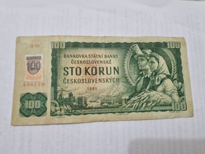 bancnota slovacia 100k 1993 (1961) foto